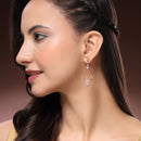 Rose Gold Plated Teardrop Shaped White American Diamond Studded Drop Earrings