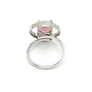 Rhodium Plated Silver Toned Pink American Diamond Studded Pendant Combo With Ring