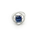 Rhodium Plated Silver Toned Royal Blue American Diamond Studded Pendant Combo With Ring