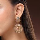 Gold Plated Peacock Shaped Cubic Zirconia Stone Studded Drop Earrings