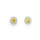 Rhodium Plated Silver Toned Oval Shaped Yellow American Diamond Studded Pendant Combo With Ring
