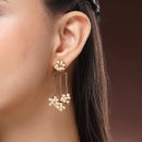 Gold Plated White Pearl Beaded Drop Earrings