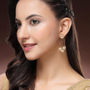 Gold Plated White Pearl Beaded Drop Earrings