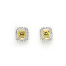Rhodium Plated Silver Toned Yellow Square Shaped American Diamond Studded Pendant Combo With Ring