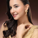 Traditional Gold Plated Floral White Pearl Studded Jhumki Earrings