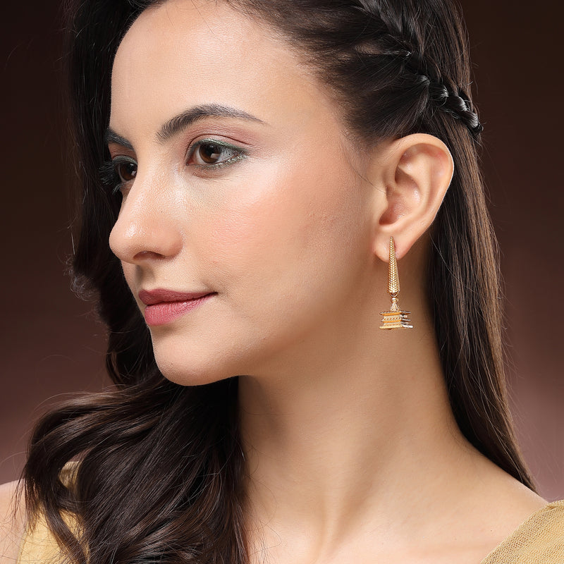 Gold Plated Designer Statement Drop Earrings