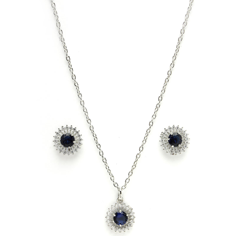 Rhodium Plated Silver Toned Subtle Pink American Diamond Studded Pendant Combo With Ring