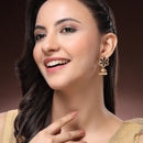 Traditional Gold Plated Floral Shaped Pearl Beaded Jhumki