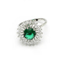 Rhodium Plated Silver Toned Emerald Green American Diamond Studded Pendant Combo With Ring