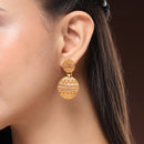 Elegant Gold Plated Circular Shaped Tribal Style Drop Earrings