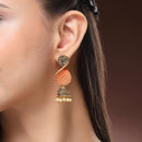 Traditional Gold Plated Pearl Studded Twist Drop Shaped Statement Jhumka Earrings