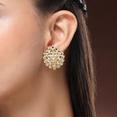 Traditional Gold Plated kundan Studded Floral Shaped Stud Earrings