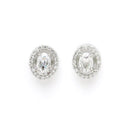 Rhodium Plated Silver Toned Oval Shaped White American Diamond Studded Pendant Set