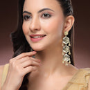 Gold Plated Floral Shaped Dangler Earrings