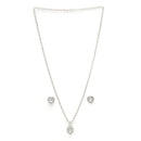 Rhodium Plated Silver Toned Heart Shaped White American Diamond Studded Pendant Set