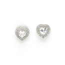 Rhodium Plated Silver Toned Heart Shaped White American Diamond Studded Pendant Set