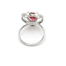 Rhodium Plated Silver Toned Heart Shaped Ruby Red American Diamond Studded Pendant Combo With Ring
