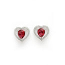 Rhodium Plated Silver Toned Heart Shaped Ruby Red American Diamond Studded Pendant Combo With Ring