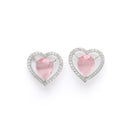 Rhodium Plated Silver Toned Heart Shaped Pink American Diamond Studded Pendant Combo With Ring