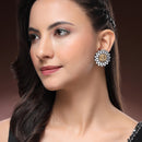 Oxidised Dual Toned Goddess Laxmi Temple Coin Mirror Studded Stud Earrings