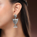 Oxidised Silver Toned Pearl Beaded Tribal Boho Style Earrings