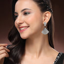 Oxidised Fusion CZ Studded Tribal Style Dangler Earrings