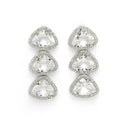 Rhodium Plated Silver Toned White Trillion Cut AD Studded Necklace With Matching Drop Earrings