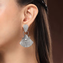 Oxidised Fusion CZ Studded Tribal Style Dangler Earrings