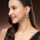 Oxidized Gold Plated Dual Toned Swan Shaped White Pearl Studded Earrings