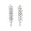 Rhodium Plated Silver Toned White Floral American Diamond Studded Necklace With Matching Earrings