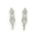 Rhodium Plated Silver Toned Marquise Shaped White American Diamond Studded  Necklace With Matching Drop Earrings