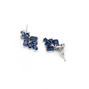 Rhodium-Plated Silver Toned Pear Shaped American Diamond Studded Necklace with Earrings Jewellery Set with Girls and Women (Royal Blue)