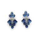 Rhodium-Plated Silver Toned Pear Shaped American Diamond Studded Necklace with Earrings Jewellery Set with Girls and Women (Royal Blue)