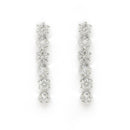 Rhodium Plated Silver Toned Floral Design White AD Studded  Necklace With Matching Drop Earrings