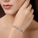 Rhodium Plated Silver Toned White Square Cut Mint Green Teardrop Ad Studded Wraparound Adjustable Bracelet