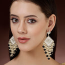 Gold Plated Traditional Handcrafted Pearl Kundan Beaded Chand Bali Earrings