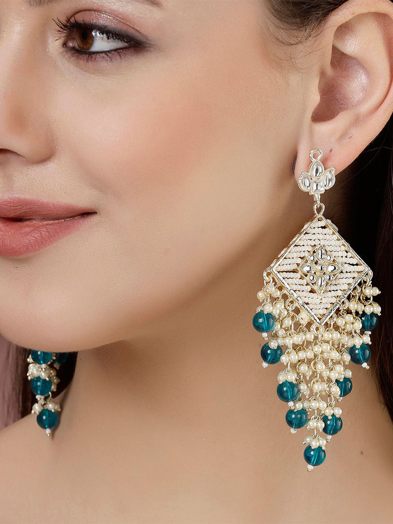 Gold Plated Traditional Handcrafted Pearl Kundan Beaded Chand Bali Earrings