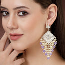 Gold Plated Traditional Handcrafted Pearl Kundan Beaded Chand Bali Earrings