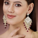 Gold Plated Traditional Handcrafted Pearl Kundan Beaded Chand Bali Earrings