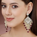 Gold Plated Traditional Handcrafted Pearl Kundan Beaded Chand Bali Earrings