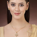 Gold Plated White Stone Studded Square Pendant Set