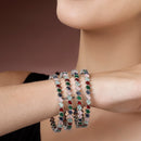 Rhodium Plated Silver Toned Multicoloured Rectangle AD Studded Set Of 4 Stylish Bangles