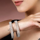 Rhodium Plated Silver Toned Set Of 2 Stylish Symetric Design Bangles