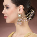 Gold Plated Bahubali Pearl & Kundan Maang Tikka With Earrings