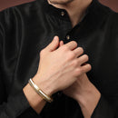 Gold Plated Dual Toned Engraved Texture Kada For Men