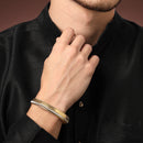 Gold Plated Dual Toned Engraved Texture Kada For Men