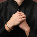 Gold Plated Dual Toned Engraved Texture Kada For Men