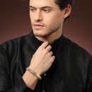 Gold Plated Dual Toned Engraved Texture Kada For Men