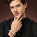 Gold Plated Dual Toned Engraved Texture Kada For Men