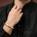 Gold Plated Dual Toned Engraved Texture Kada For Men